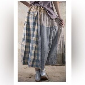 Magnolia Pearl Patchwork Blue and Cream Skirt